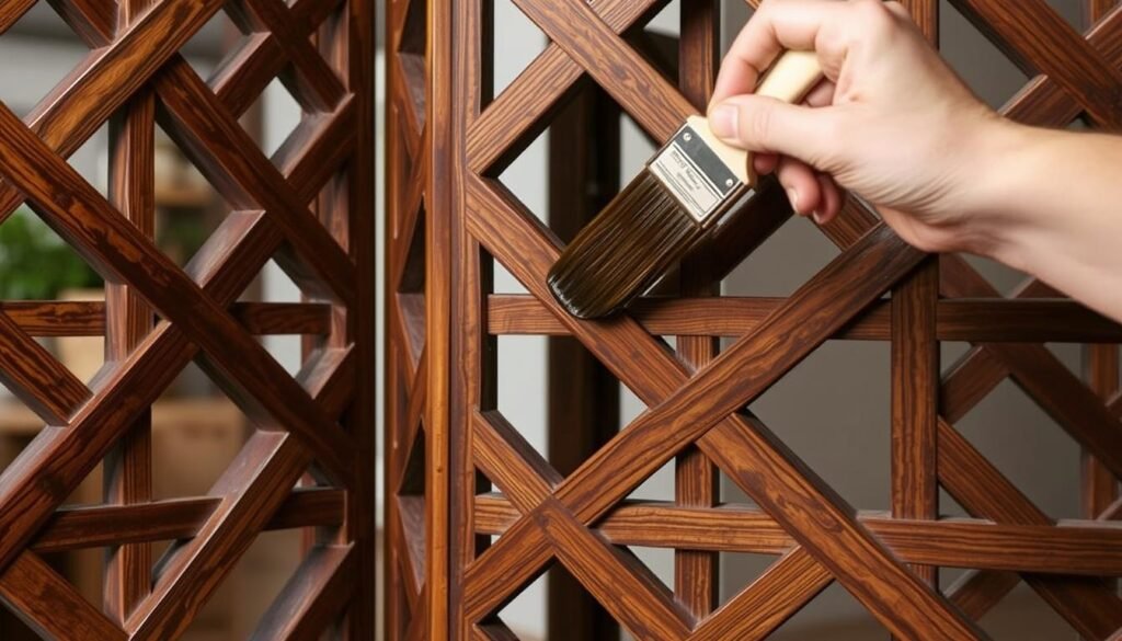 DIY wood room divider staining