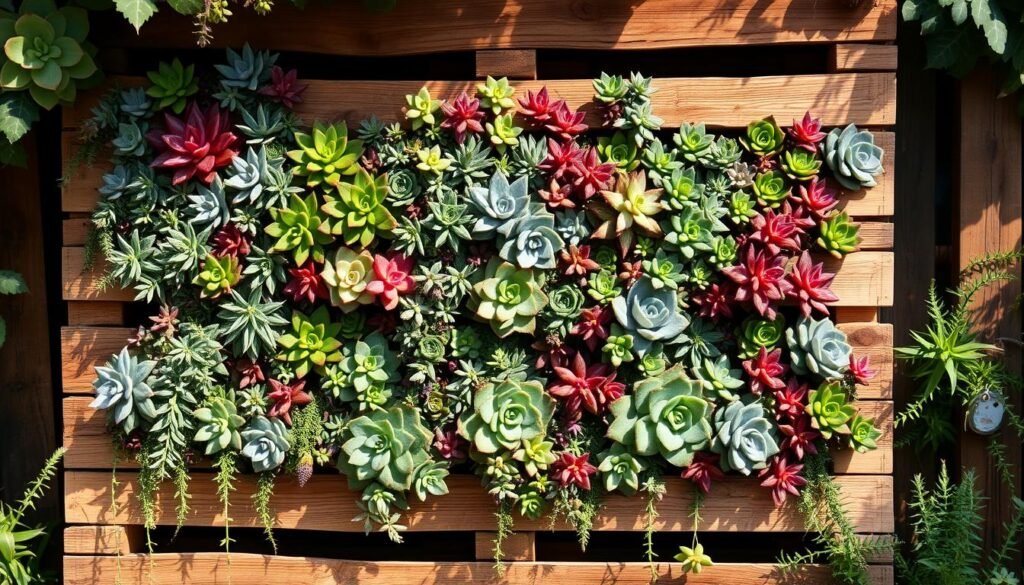 backyard succulent wall