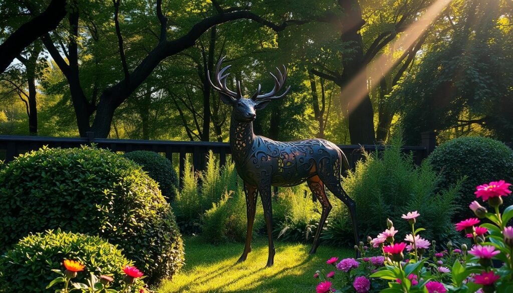 creative metal art in garden design