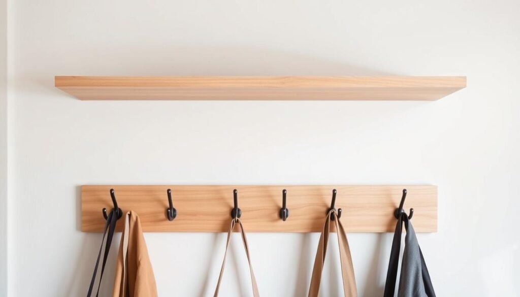 customizable wall-mounted coat rack with shelf