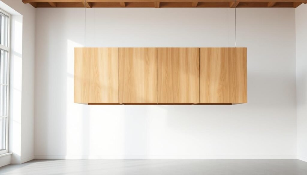 floating wooden panel divider