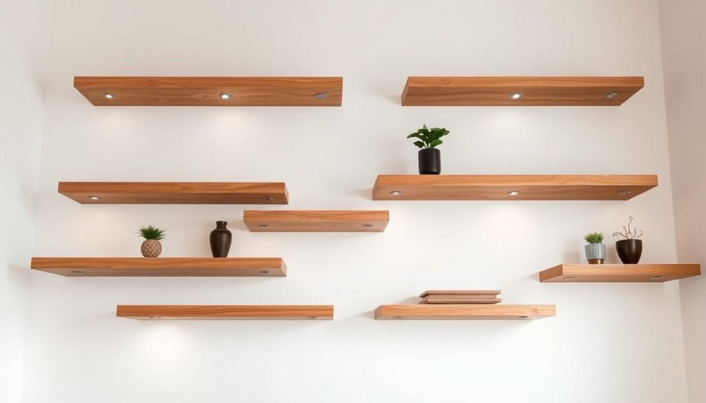 floating wooden shelves