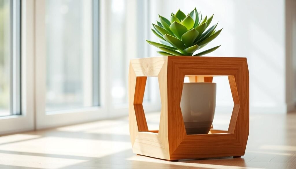 geometric hexagon plant stand