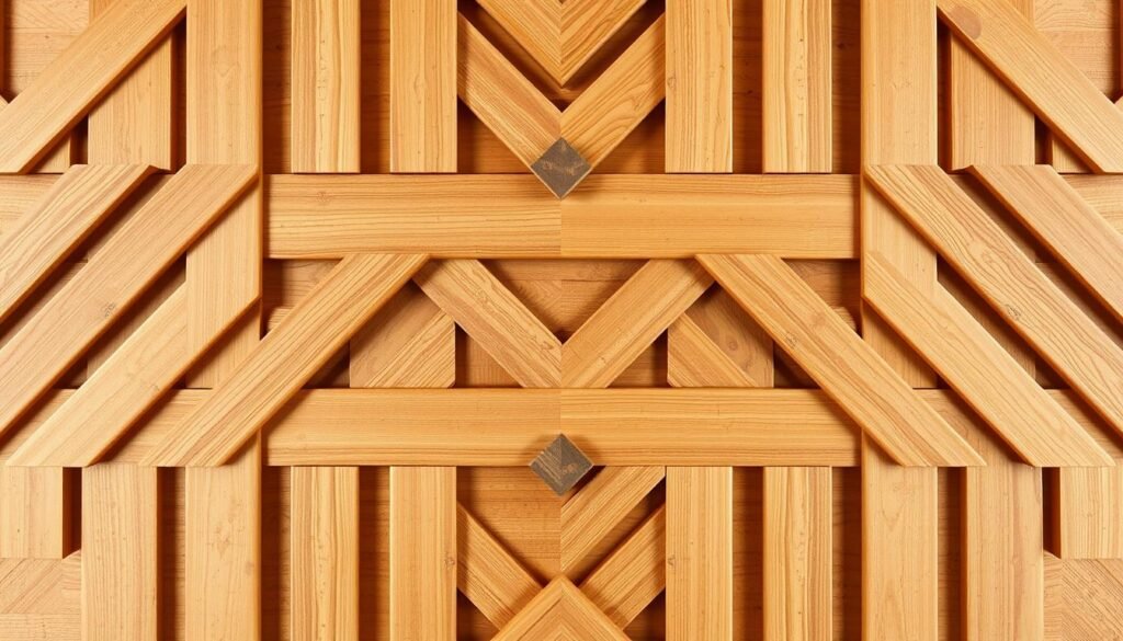geometric pattern pine slat panels