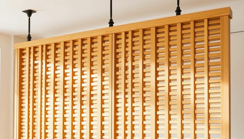 hanging wooden slat divider
