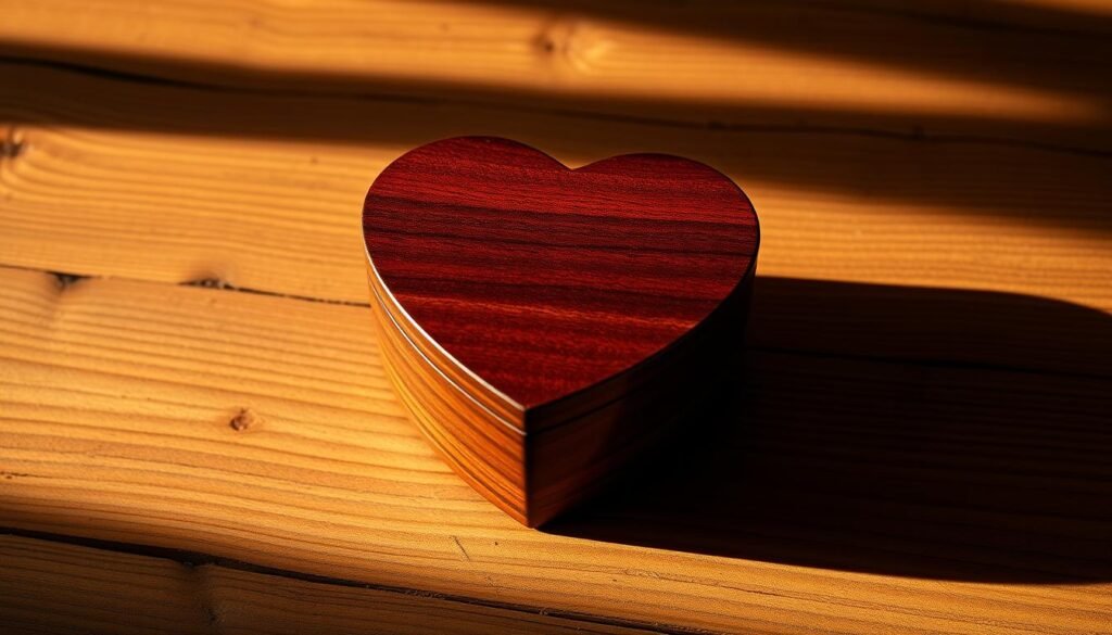 heart-shaped wooden jewelry box