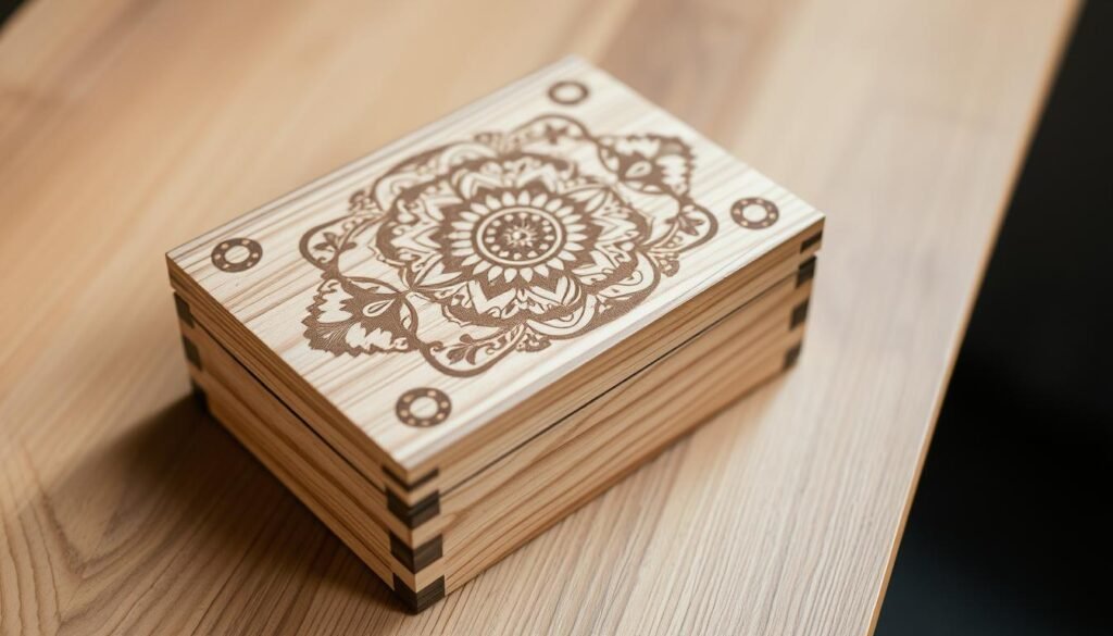 laser-engraved wooden keepsake box