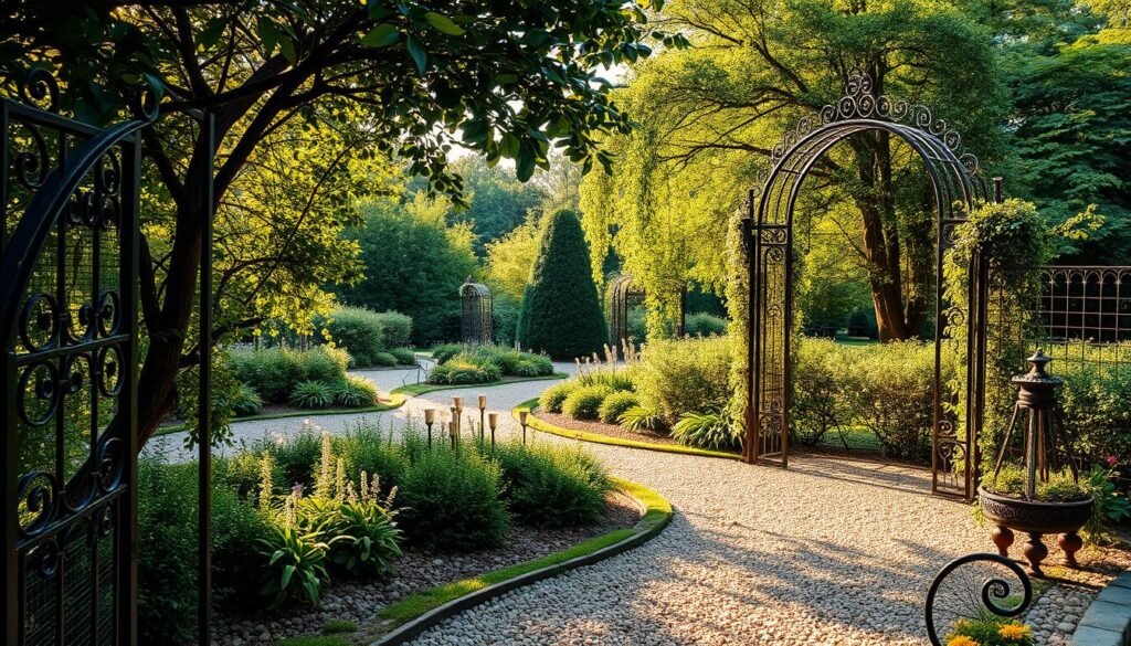 metal accents for garden pathways