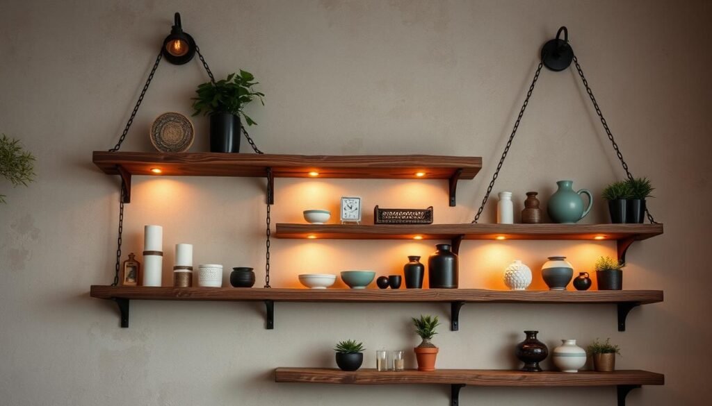 rustic floating shelves