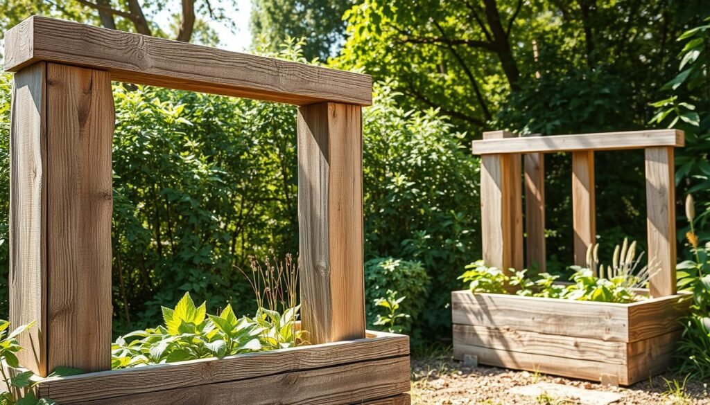 rustic wooden garden bed frames