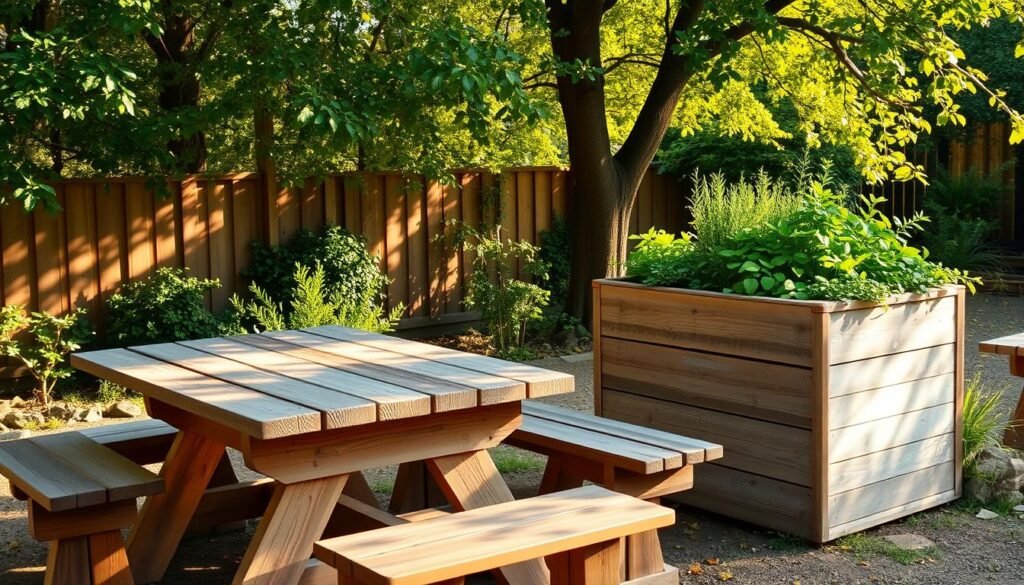 rustic wooden garden furniture ideas
