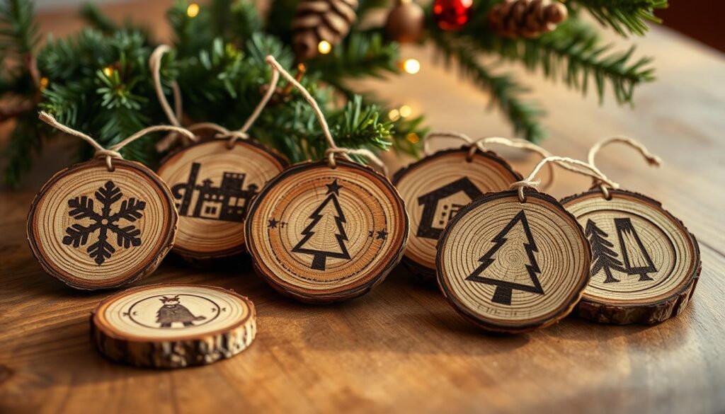 seasonal wood slice ornaments