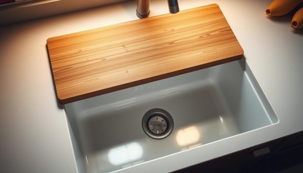 space-saving over-the-sink cutting board