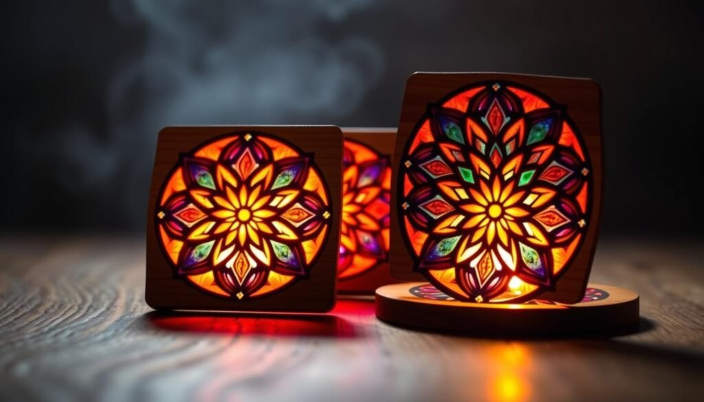 stained glass effect wooden coasters
