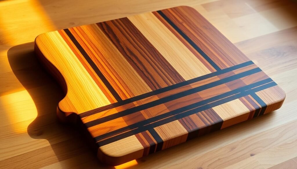 striped pattern cutting board with handle