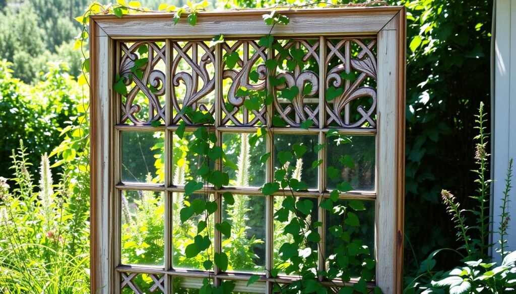 upcycled window frame trellis