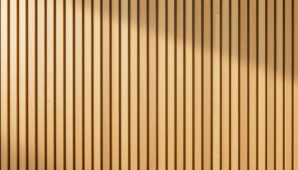 vertical thin-slat oak panels