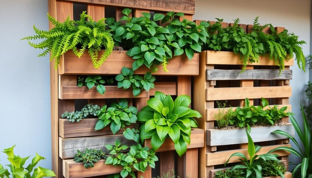vertical wooden pallet planters