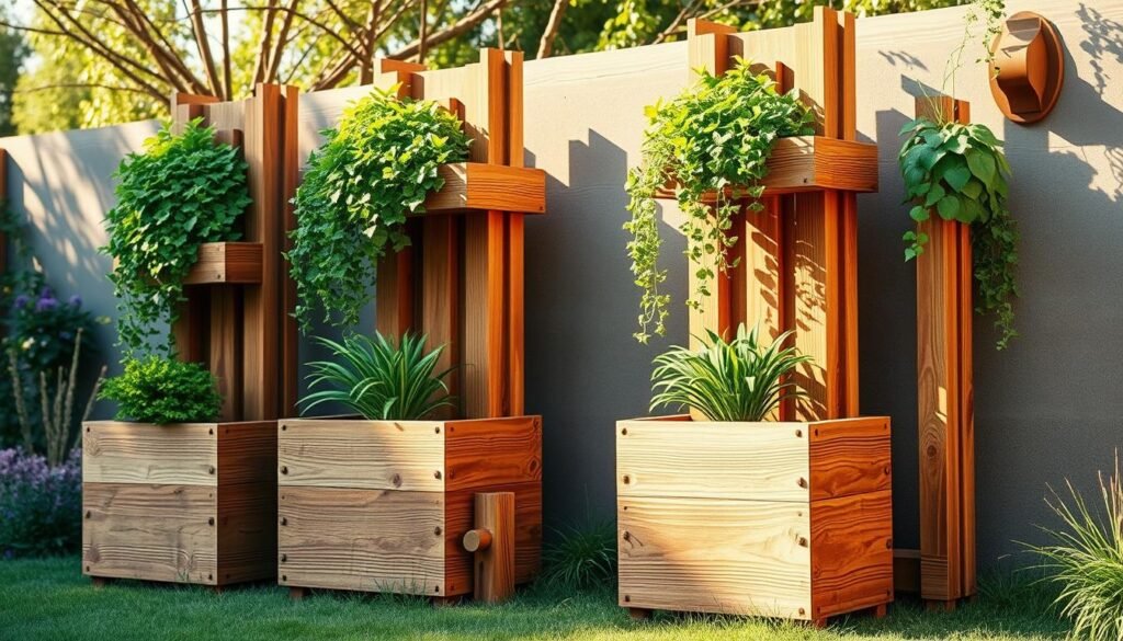 vertical wooden planters