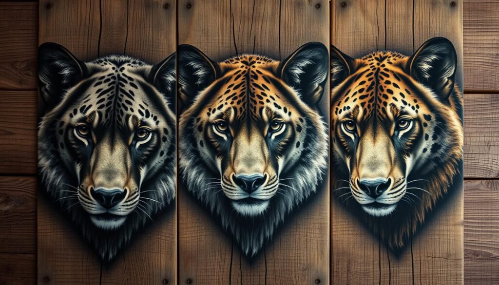 wildlife portraits on wood
