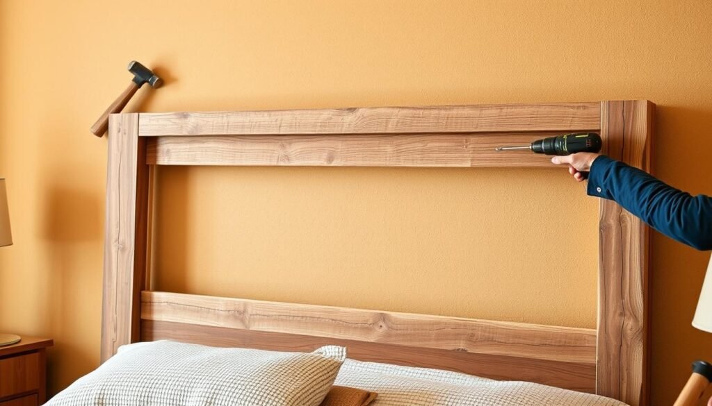 wood headboard installation