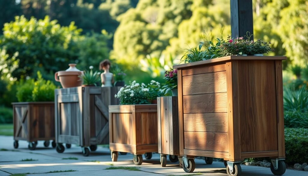 wood planters outdoor