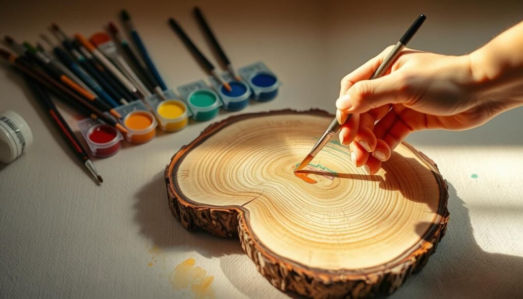 wood slice painting techniques