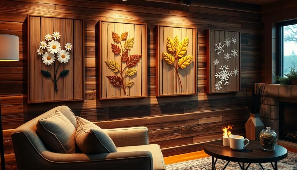 wood wall art for seasons