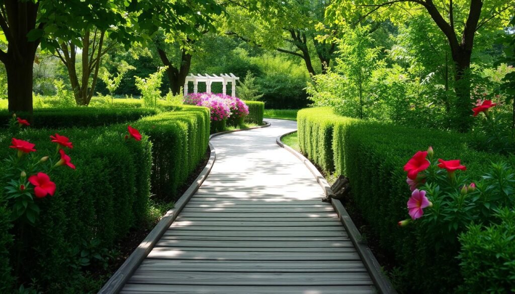 wooden garden walkway