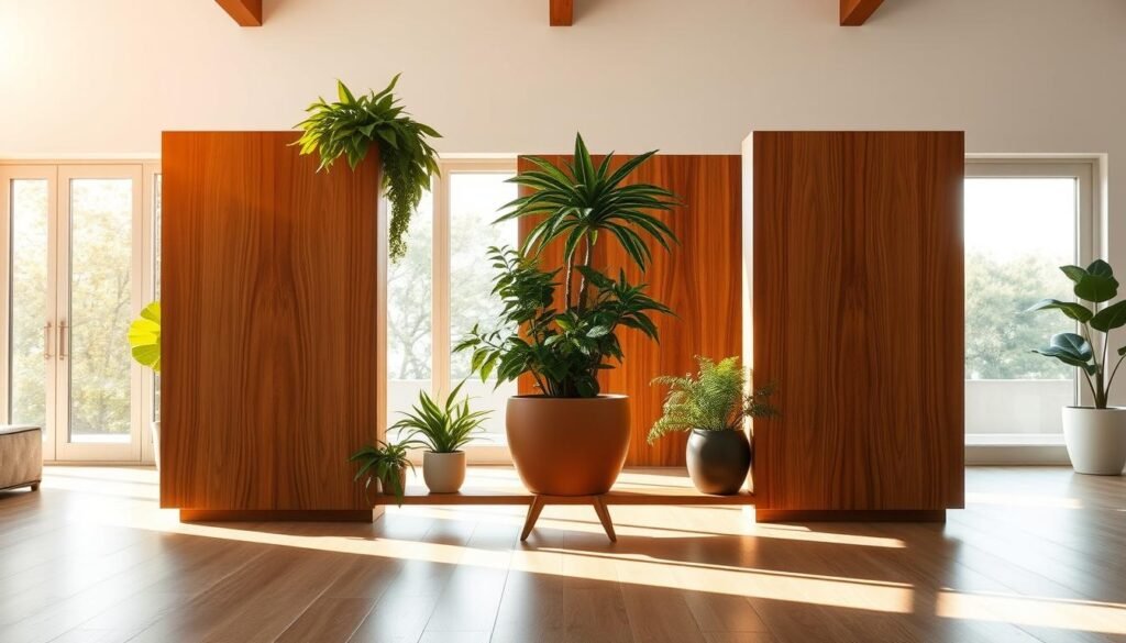 wooden plant stand room divider
