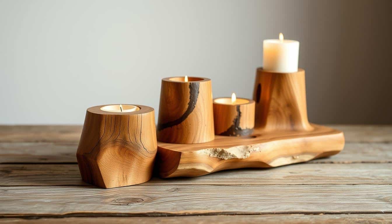 19.	Rustic Wooden Candle Holder Sets: Handmade Décor & Gift Ideas