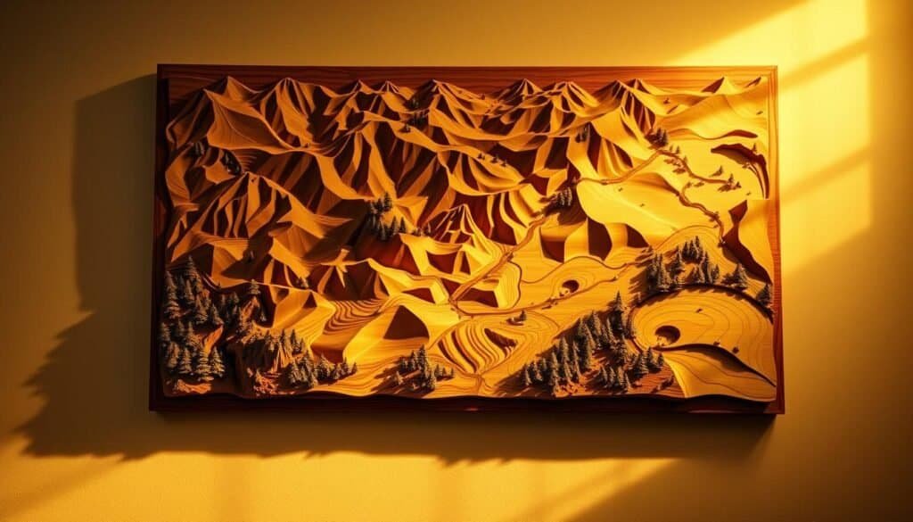 3D wooden wall maps