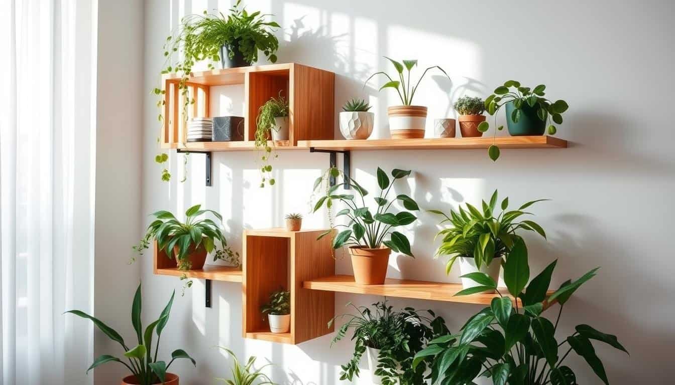 Chic Indoor Wood Plant Shelves for Modern Apartments