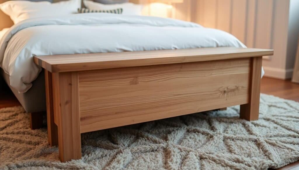 DIY wooden bench for farmhouse bedroom