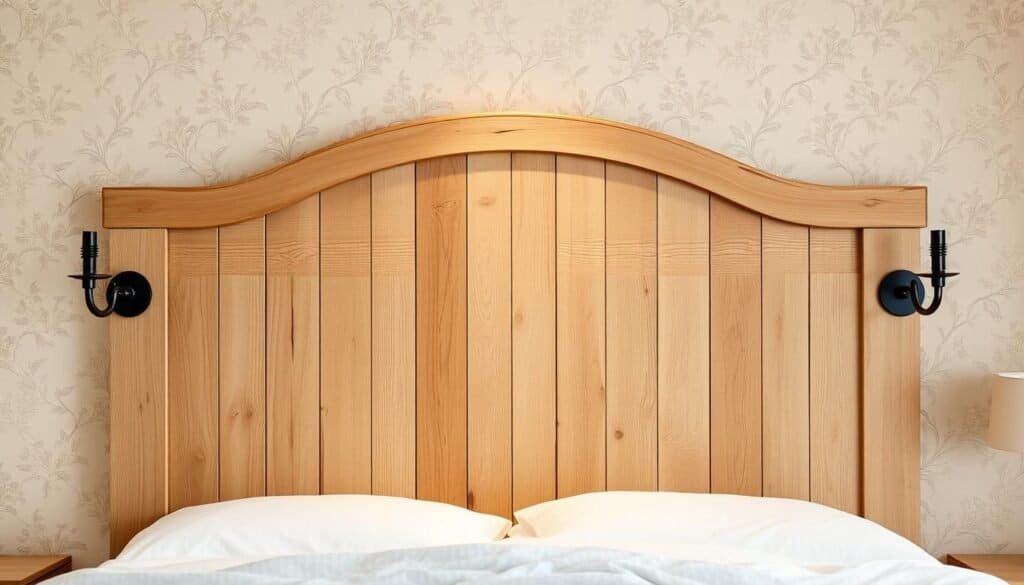 DIY wooden headboard for farmhouse bedroom