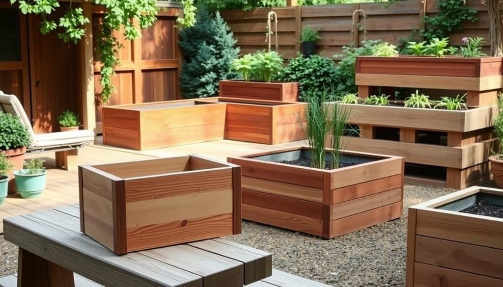 DIY wooden planter projects with cedar and redwood