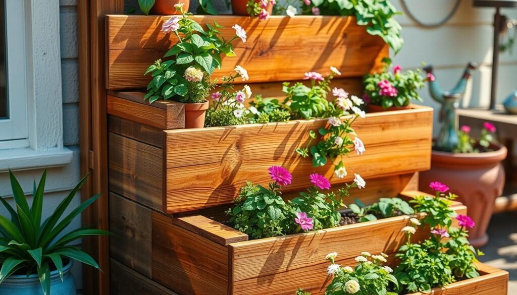 classic three-tier wooden staircase planter classic three-tier wooden staircase planter