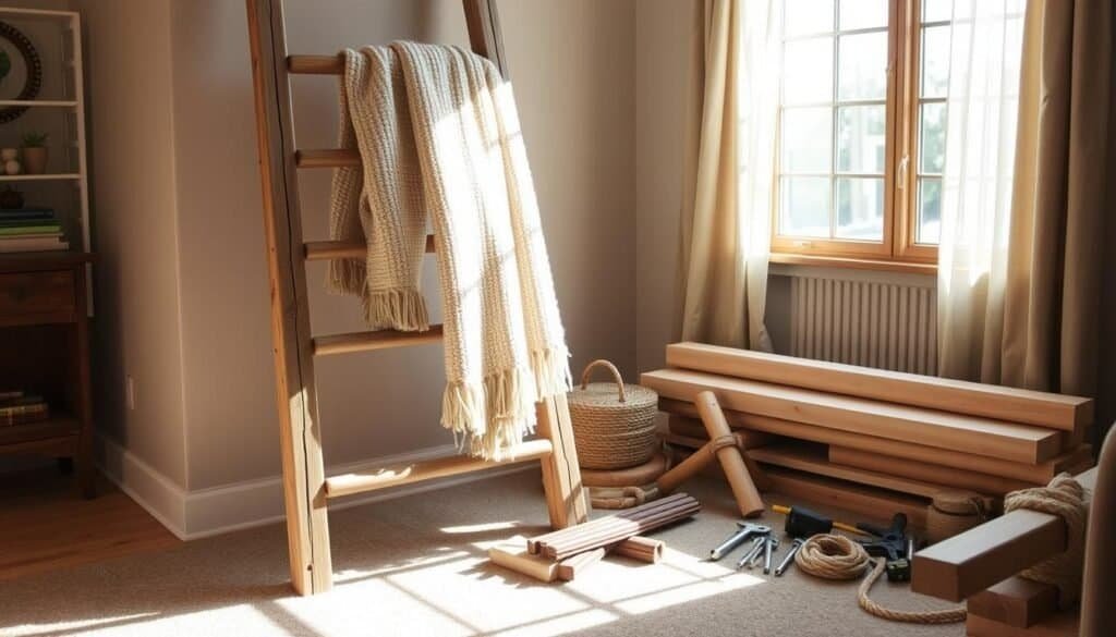 diy rustic wooden blanket ladder materials diy rustic wooden blanket ladder materials