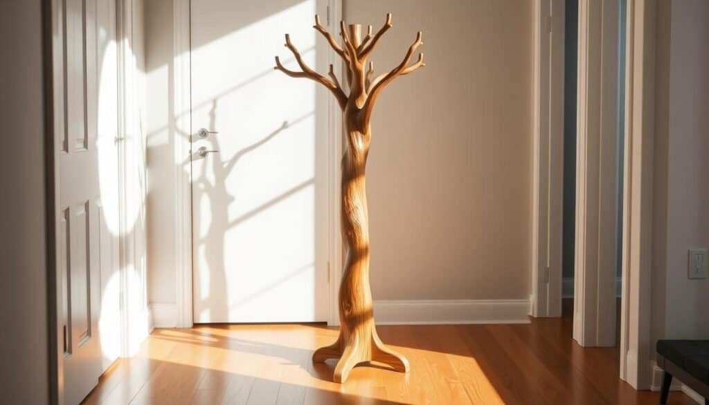 freestanding wooden coat tree