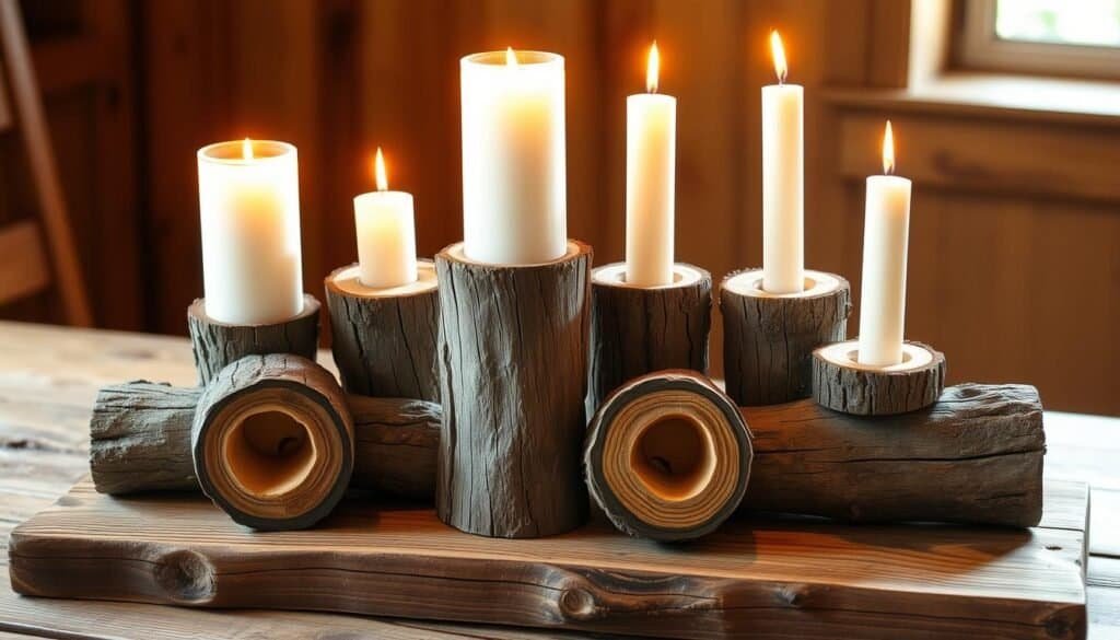 log candle holders log candle holders