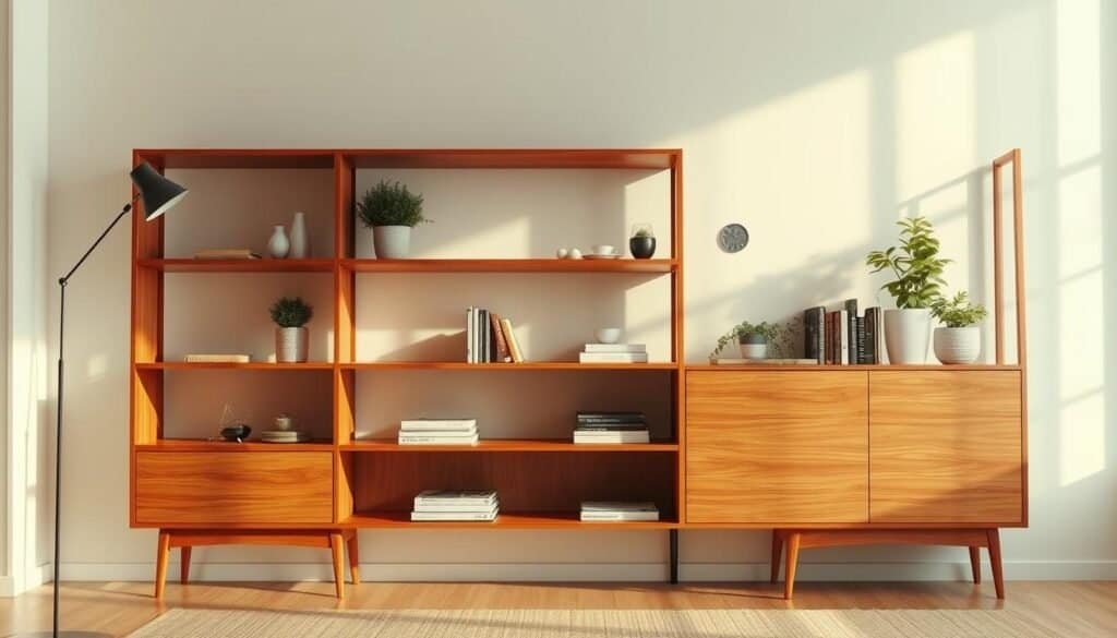 mid-century inspired bookshelf