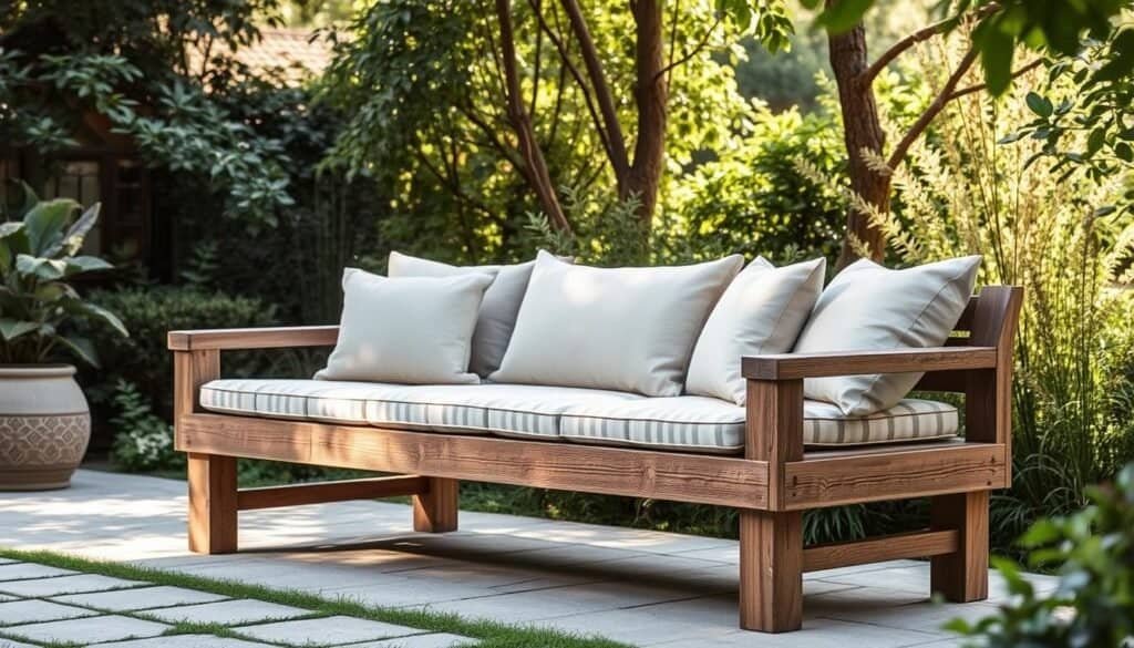 outdoor sofa bench with comfortable cushioning outdoor sofa bench with comfortable cushioning