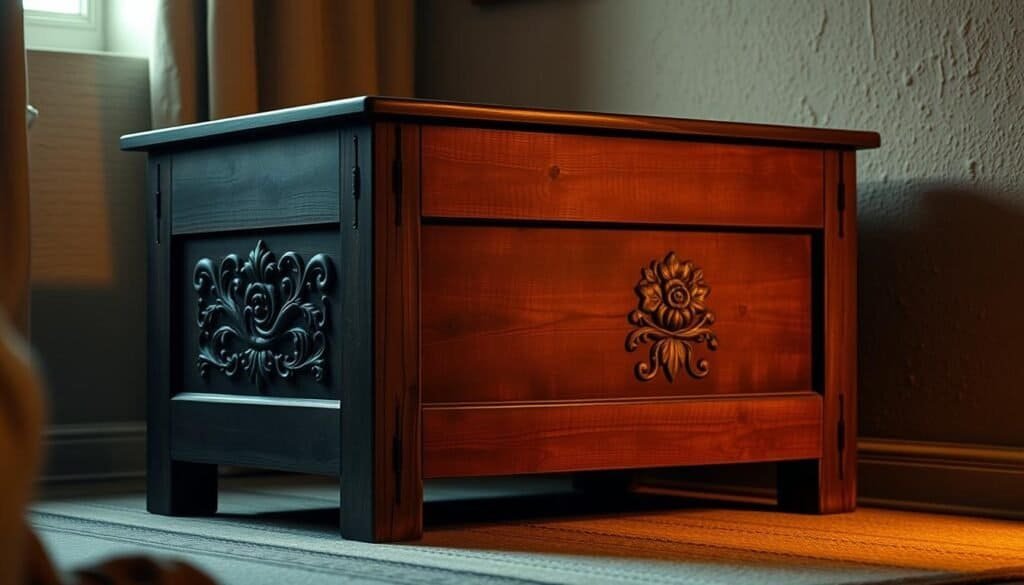 rustic blanket chest with decorative elements rustic blanket chest with decorative elements