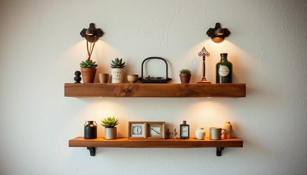 rustic floating shelves