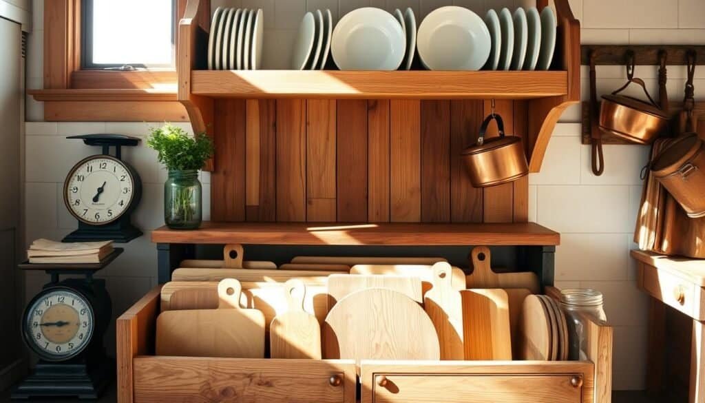 rustic kitchen decor with plate rack and cutting board storage rustic kitchen decor with plate rack and cutting board storage