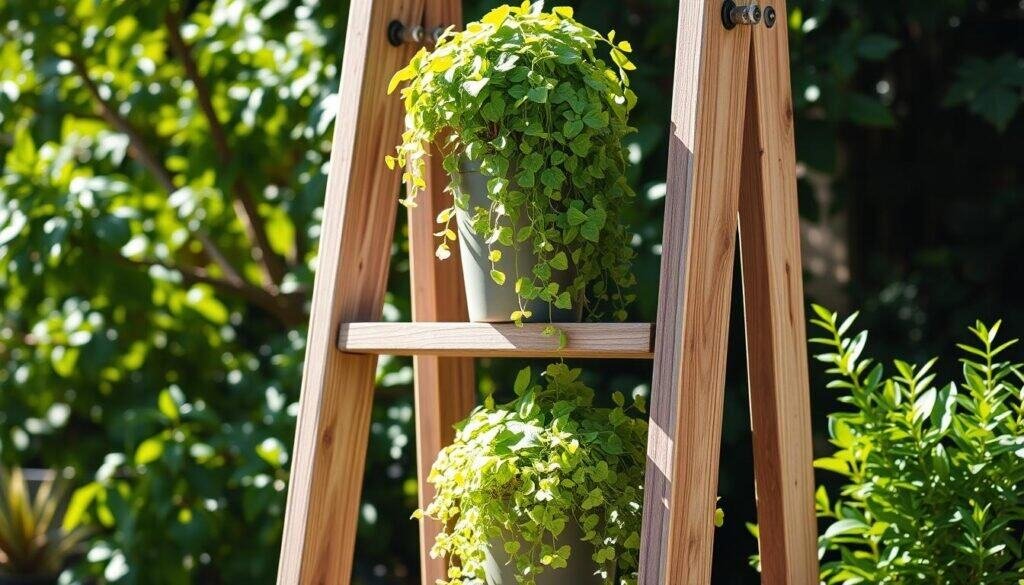 rustic ladder-style tiered plant stand rustic ladder-style tiered plant stand