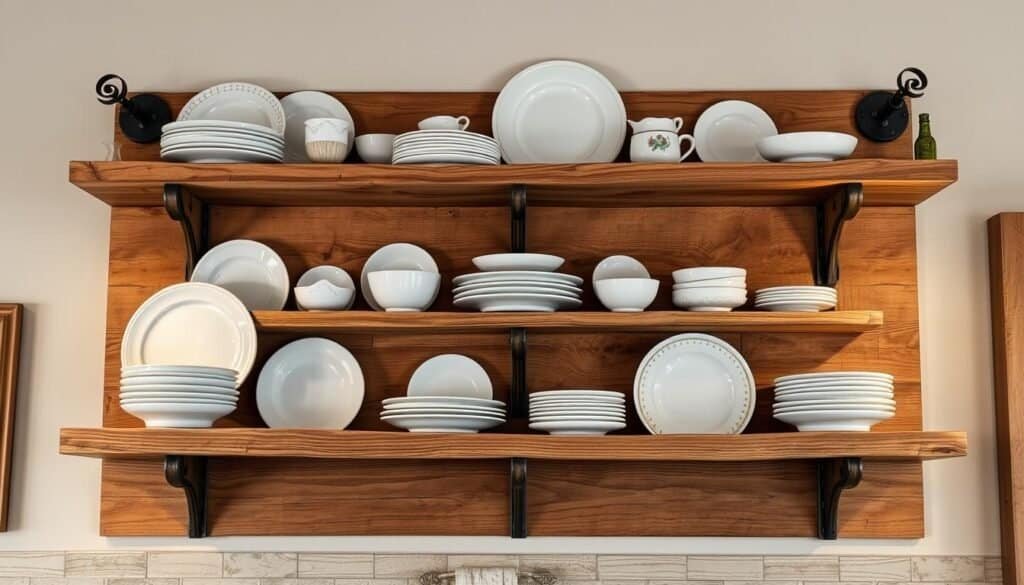 rustic open shelving plate rack rustic open shelving plate rack