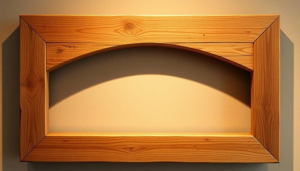 rustic wooden frame with integrated shelf rustic wooden frame with integrated shelf