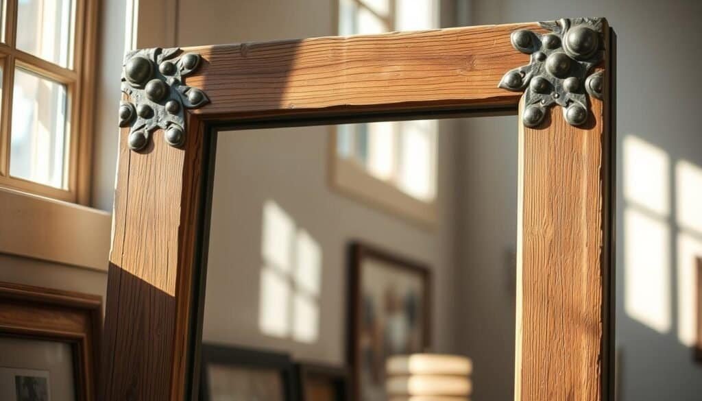 rustic wooden frame with metal accents rustic wooden frame with metal accents