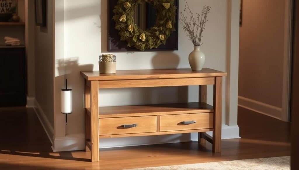 two-tier wooden console styling tips two-tier wooden console styling tips